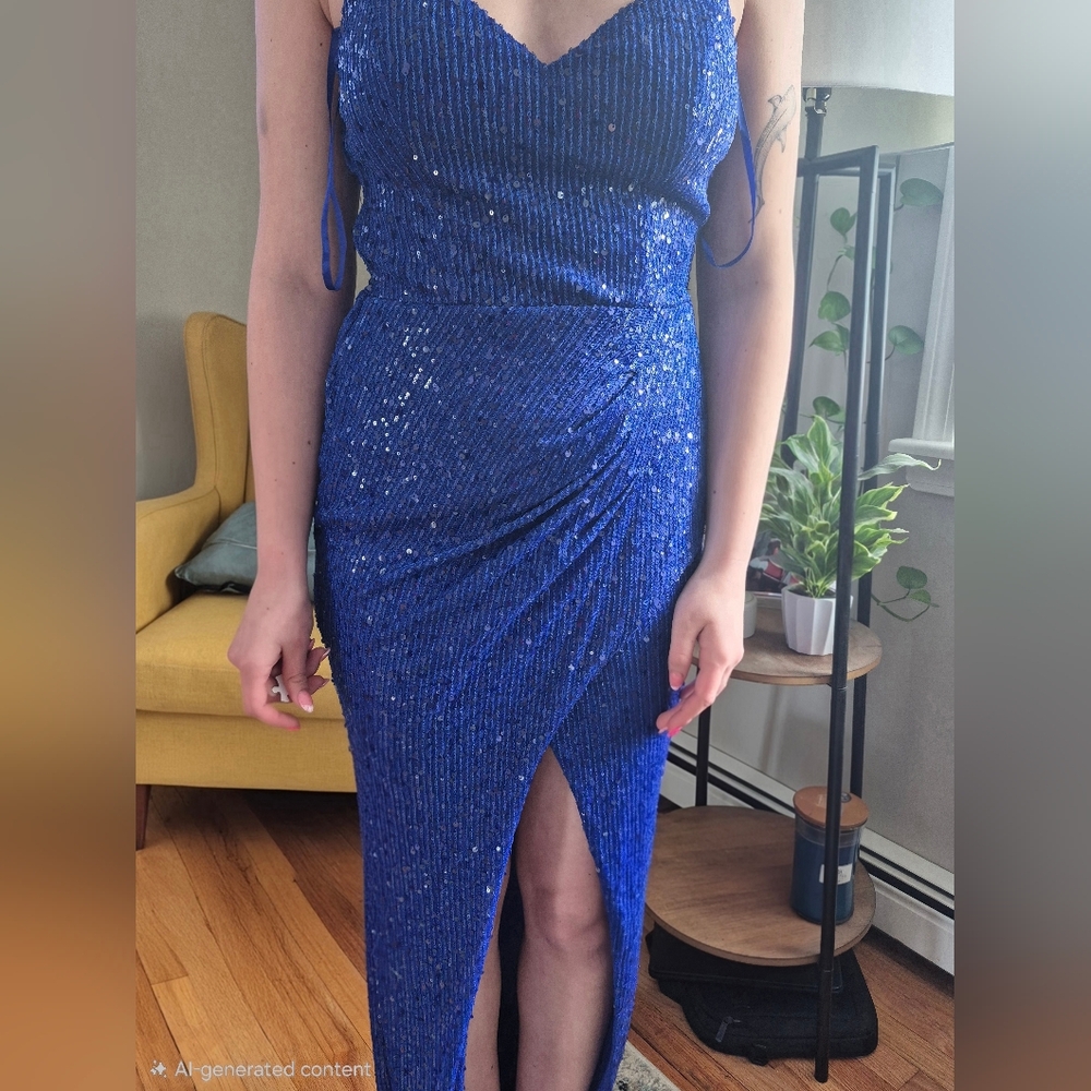 Crystal Doll Royal Blue Sequin Gown